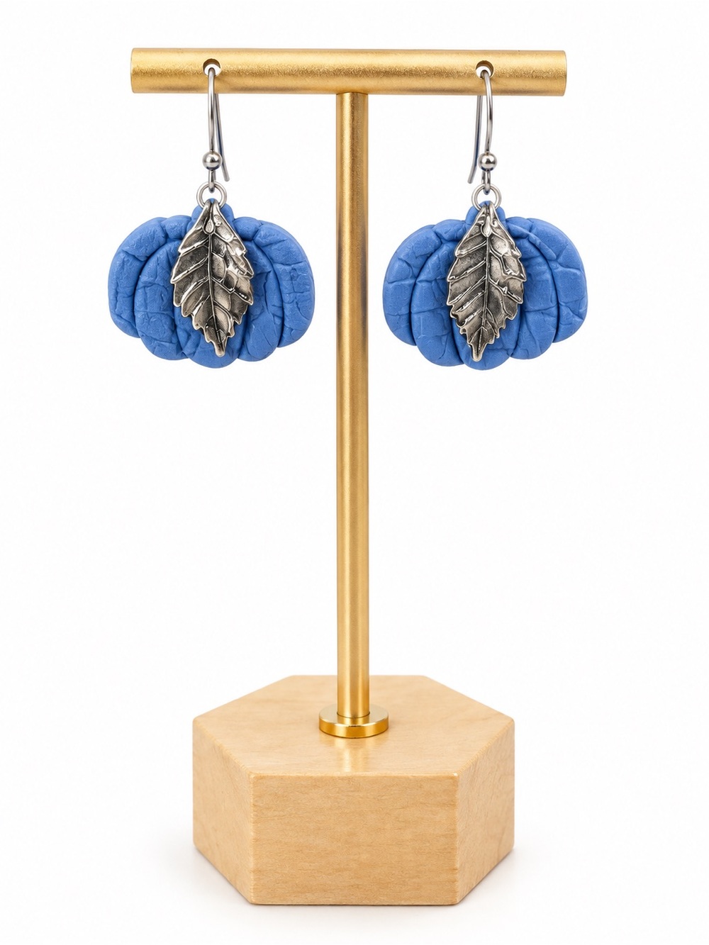 Artisan Blue pumpkin Cluster Drop Earrings nwt
